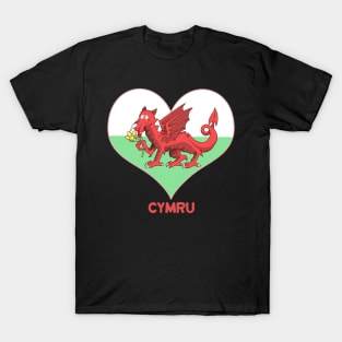 Welsh dragon With Heart T-Shirt